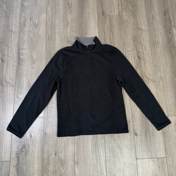 J.Crew Performance Pique 1/4 Zip Sweater Mens S Black Pullover Coolmax Stretch - Picture 2 of 6